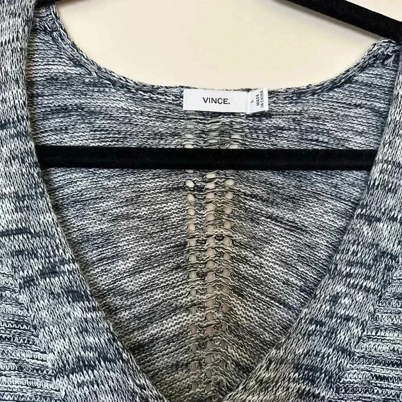 Like New Condition Black and White Vince Short Sleeve V-Neck Sweater - Picture 4 of 7